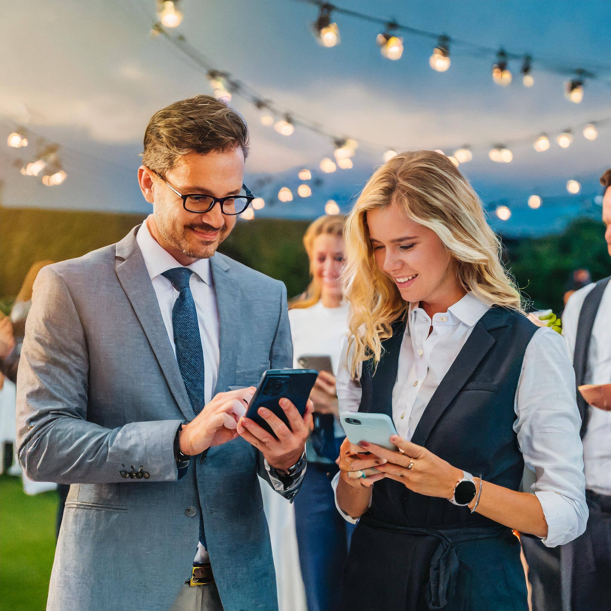 Event-Manager, der mithilfe einer mobilen Event App eine Bindung zum Teilnehmer aufbaut.