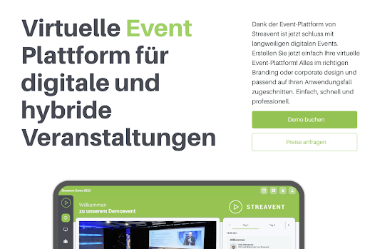 Ein Screenshot der Produktseite unserer Event-Plattform. Das Bild soll illustrieren, dass der Titel der Website ein erheblichen Einfluss auf das SEO hat.